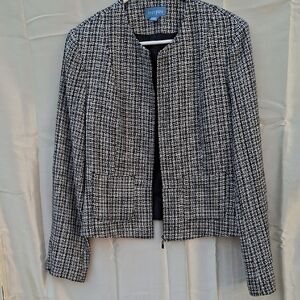 Tres You Elegant Black and‎ White Tweed Blazer